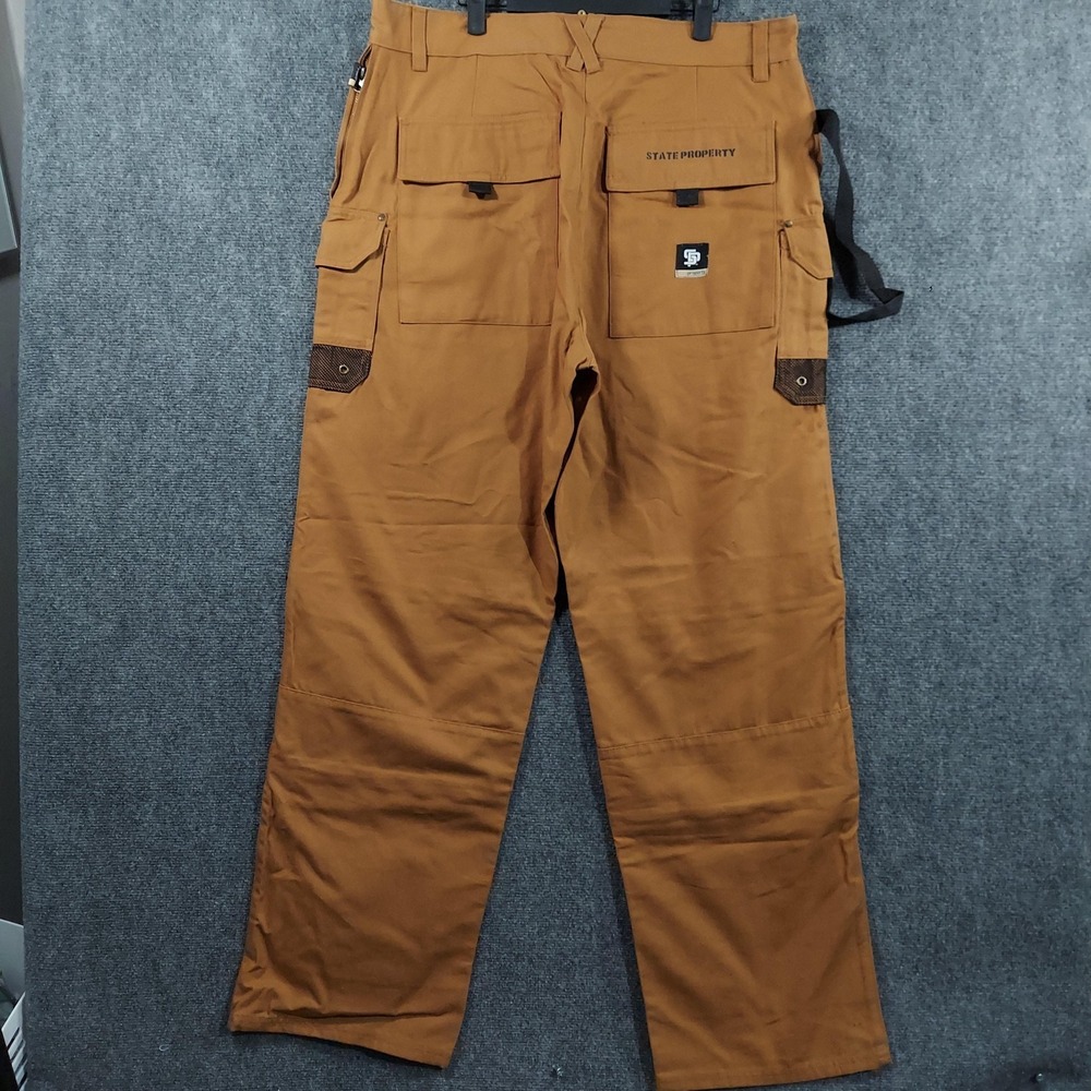 Vintage State Property‎ Cargo Pants Mens 38x34 Canvas Utility Strap Y2K Baggy